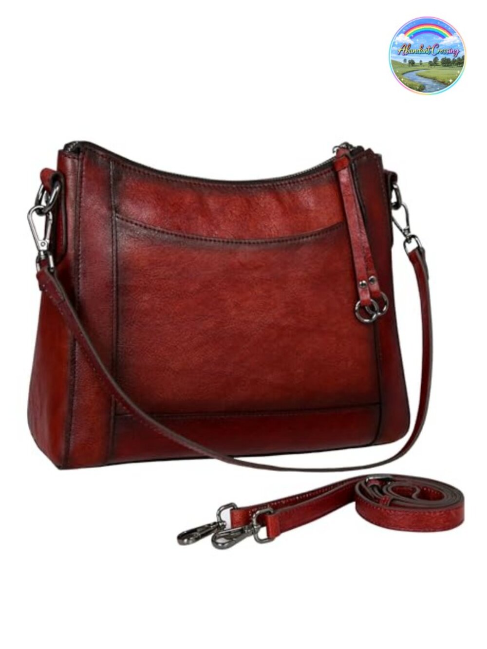 Genuine Leather Crossbody Shoulder Bag Purse with Adjustable Straps